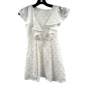 Milly Minis White Cotton Ruffle Floral Kids Girls Size 8 Dress NWT